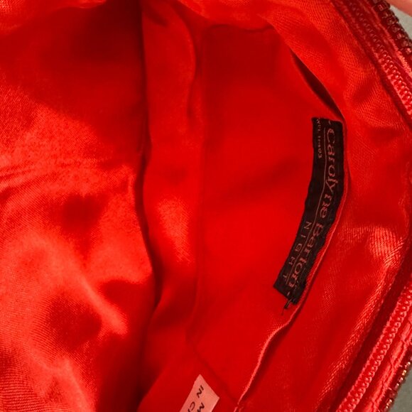 Vintage Carolyne Barton Night Red Glass Beaded Evening Clutch Hollywood Glamour - Picture 6 of 8